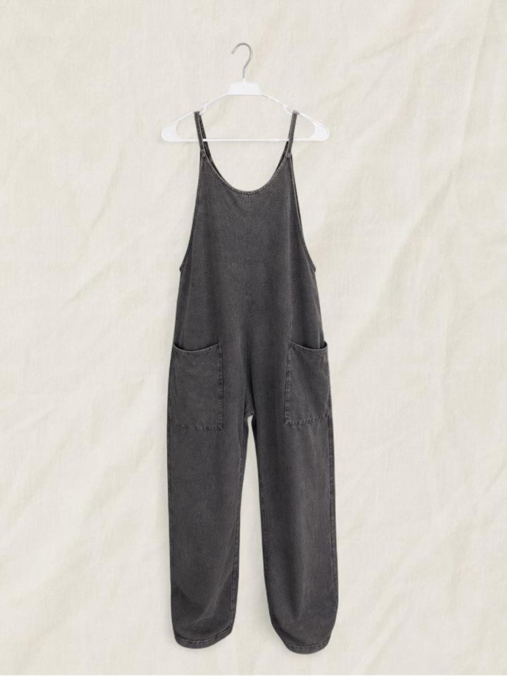 Free People Charcoal Wide-Leg Jumpsuit